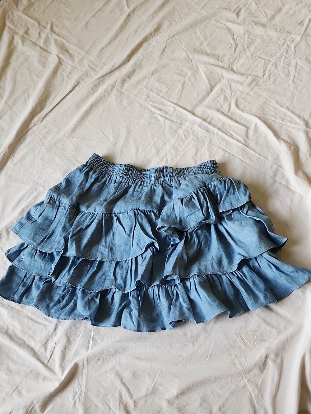 Lucchese Light Blue Tiered Ruffle Skirt
